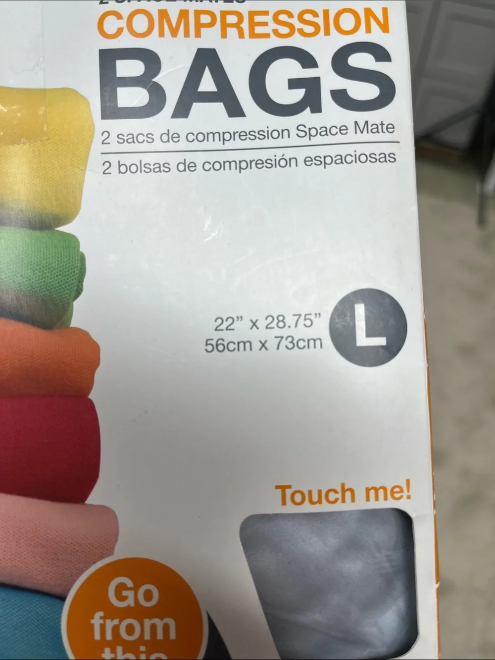 Travelon Compression Bags Large — White with Orange Accent